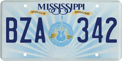 MS license plate BZA342