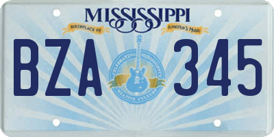 MS license plate BZA345