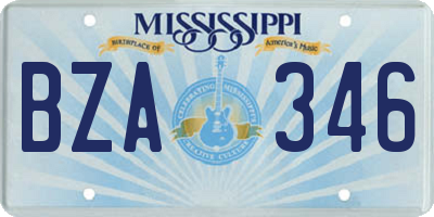 MS license plate BZA346