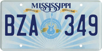 MS license plate BZA349