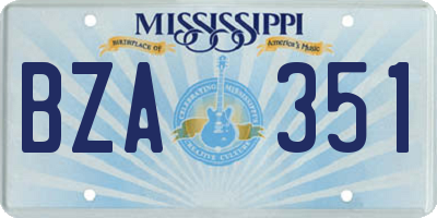 MS license plate BZA351