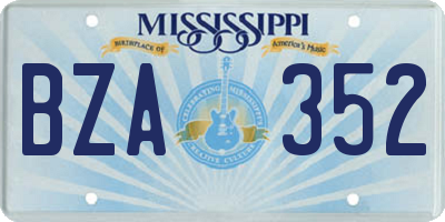 MS license plate BZA352