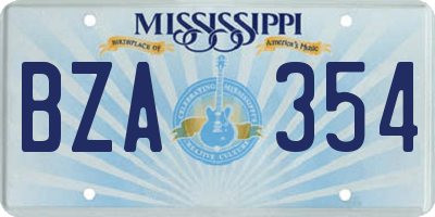MS license plate BZA354