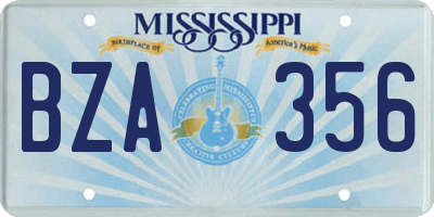 MS license plate BZA356