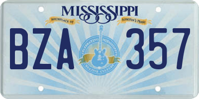 MS license plate BZA357
