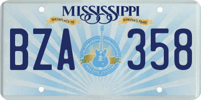MS license plate BZA358