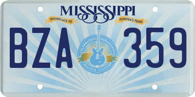 MS license plate BZA359