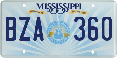 MS license plate BZA360