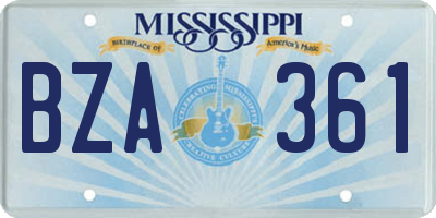 MS license plate BZA361