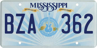 MS license plate BZA362