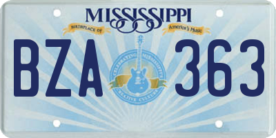 MS license plate BZA363