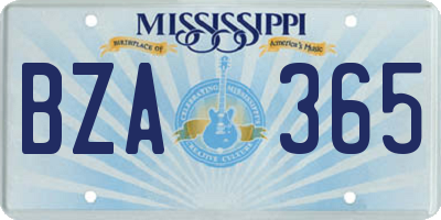 MS license plate BZA365