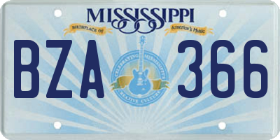 MS license plate BZA366