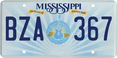 MS license plate BZA367