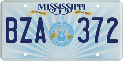 MS license plate BZA372