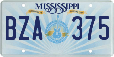MS license plate BZA375