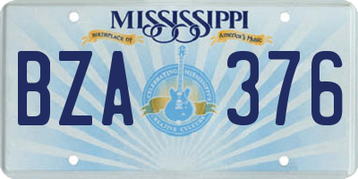 MS license plate BZA376