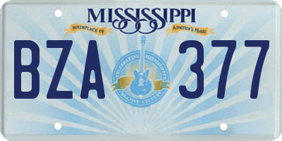 MS license plate BZA377