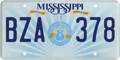 MS license plate BZA378