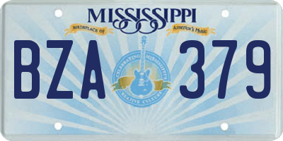 MS license plate BZA379