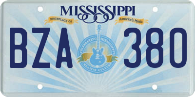MS license plate BZA380