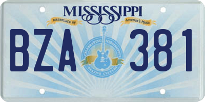 MS license plate BZA381