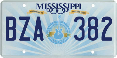 MS license plate BZA382