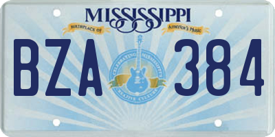 MS license plate BZA384