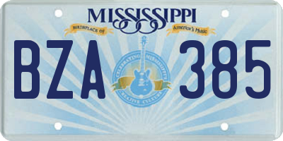 MS license plate BZA385
