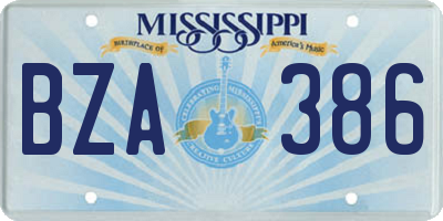 MS license plate BZA386