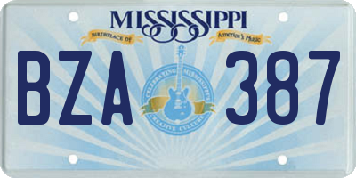 MS license plate BZA387