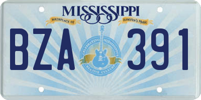 MS license plate BZA391