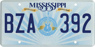 MS license plate BZA392