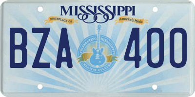 MS license plate BZA400