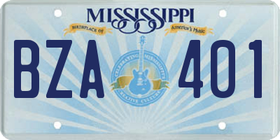 MS license plate BZA401