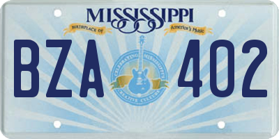 MS license plate BZA402