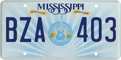 MS license plate BZA403