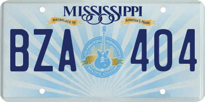 MS license plate BZA404