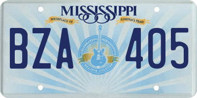 MS license plate BZA405