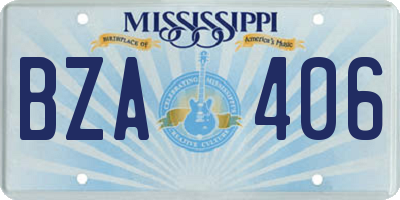MS license plate BZA406