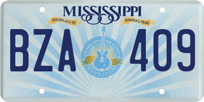 MS license plate BZA409