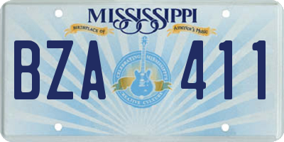 MS license plate BZA411