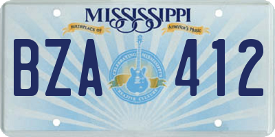 MS license plate BZA412