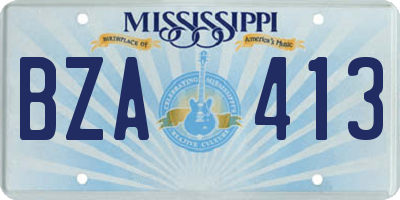 MS license plate BZA413