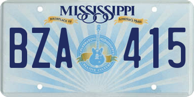 MS license plate BZA415