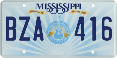 MS license plate BZA416