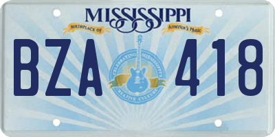 MS license plate BZA418