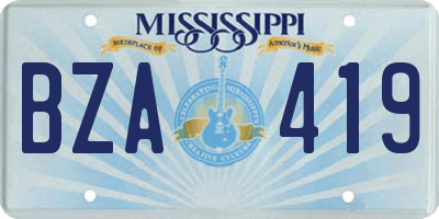 MS license plate BZA419