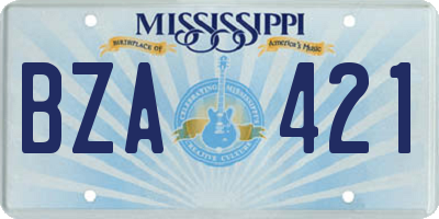 MS license plate BZA421