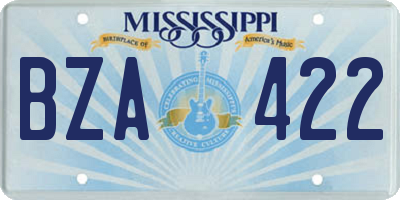 MS license plate BZA422